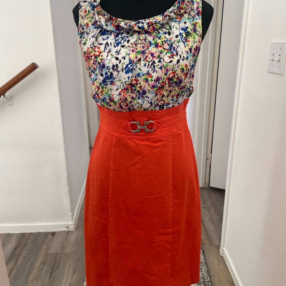 Floral and Orange Women's Dress